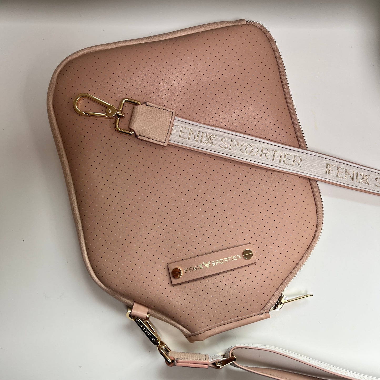 “The Addict” Leather Pickleball Bag - Blush/Gold