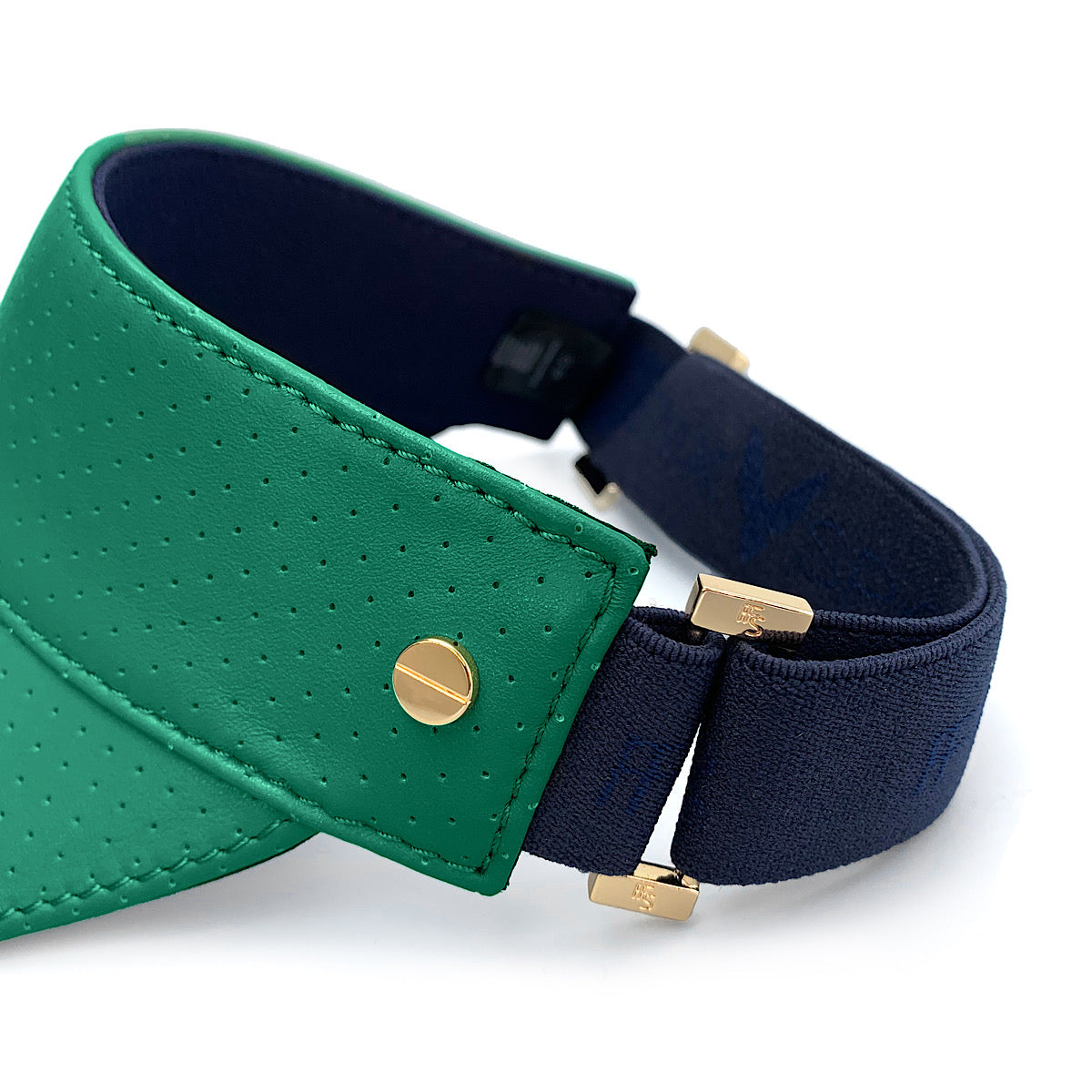 The Leather Visor - Court Green/Navy & Gold