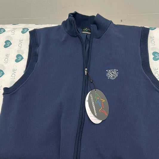 SVCC Greg Norman Weatherknit Performance Blend Lined Full Zip Wind Sweater Vest