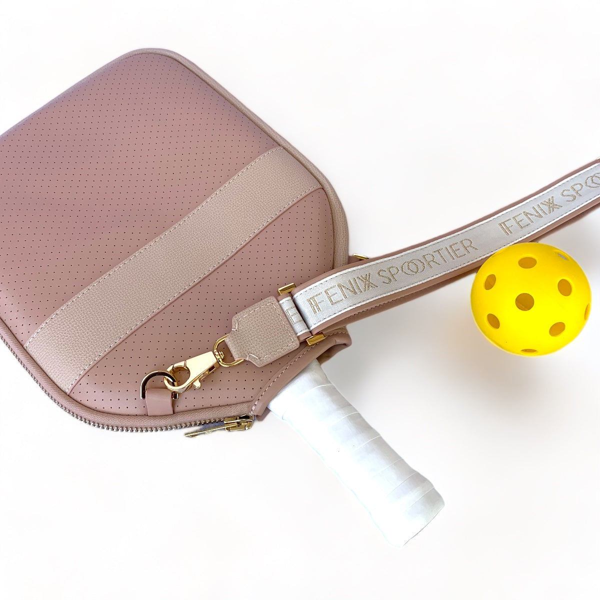 “The Addict” Leather Pickleball Bag - Blush/Gold