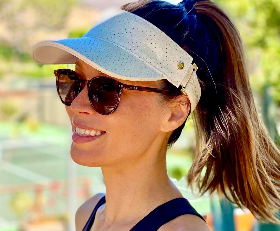 The Leather Visor - White & Gold