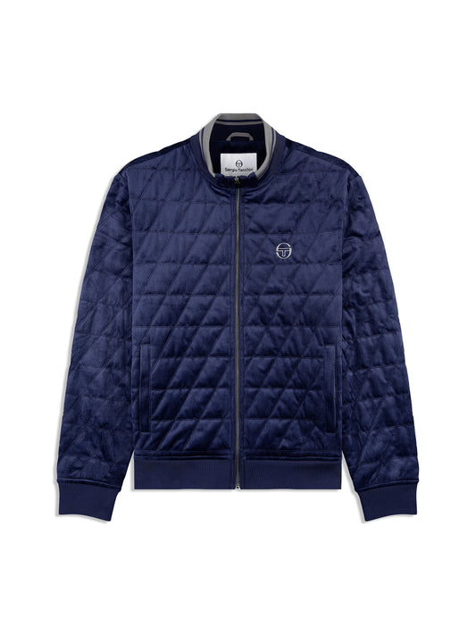 Redi Quilted Velour Bomber Jacket- Maritime Blue