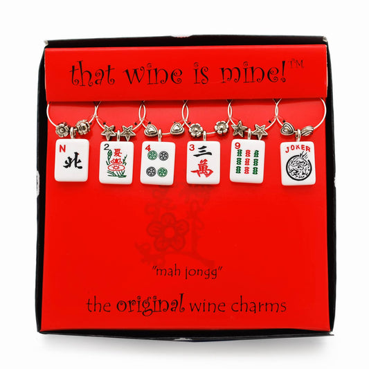 6-Piece Mah Jongg Painted Wine Charms