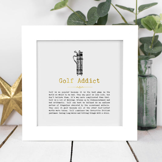 Gift-Boxed 'Golf Addict' Framed Foil Print