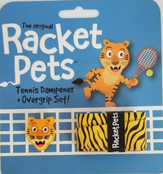 Tiger Orange Tennis Overgrip Tape and Matching Shock Absorbing Dampener for Tennis Racket