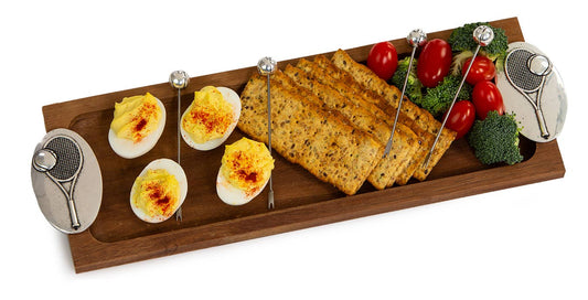 Tennis Themed Serving Cheese Board Appetizer Tray w/Picks