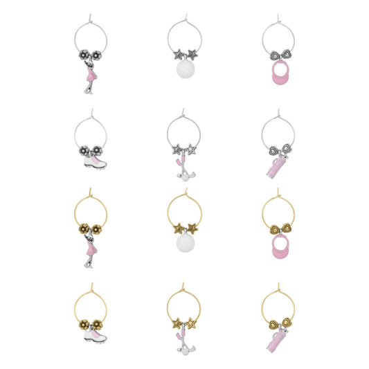 12-Piece Golfer Girls Wine Charms