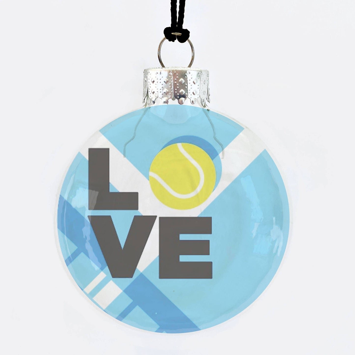Love Tennis See-Through Glass Holiday Ornament