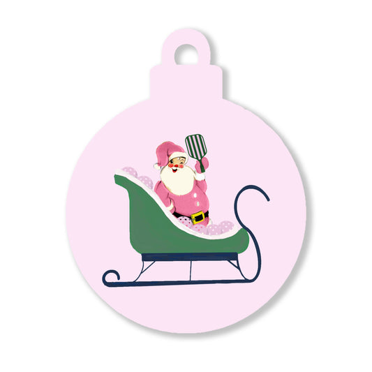 Christmas Ornament- Pickleball Santa on Sleigh