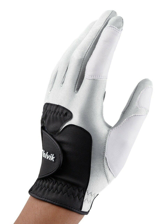 Volvik Golf Mens EZ Fit Golf Gloves White Black Gray Left Hand Leather M/ML L/XL