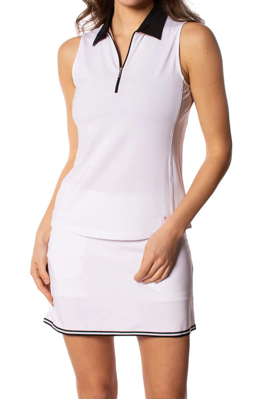 Golftini - Sleeveless Contrast Zip Polo