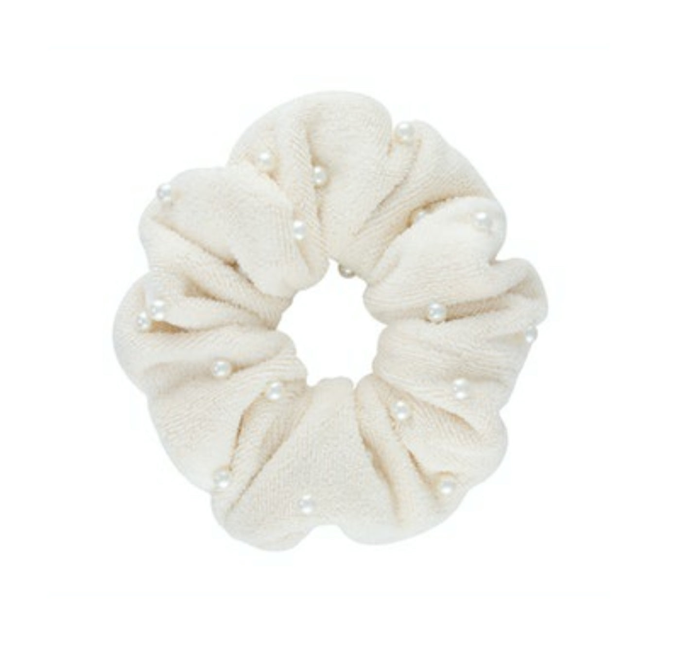 Pearl Embellished Terry Scrunchie