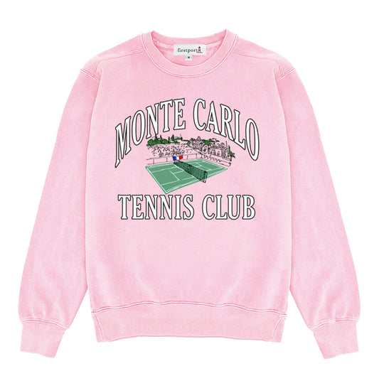 *Limited Edition* Monte Carlo Tennis Club Illustration Crewneck in Pale Pink