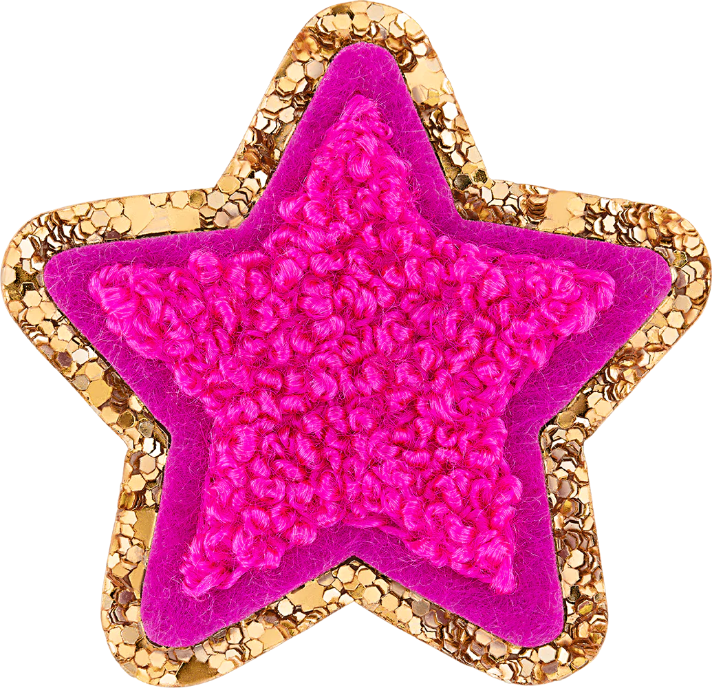 Fuchsia Mini Glitter Varsity Star Patch