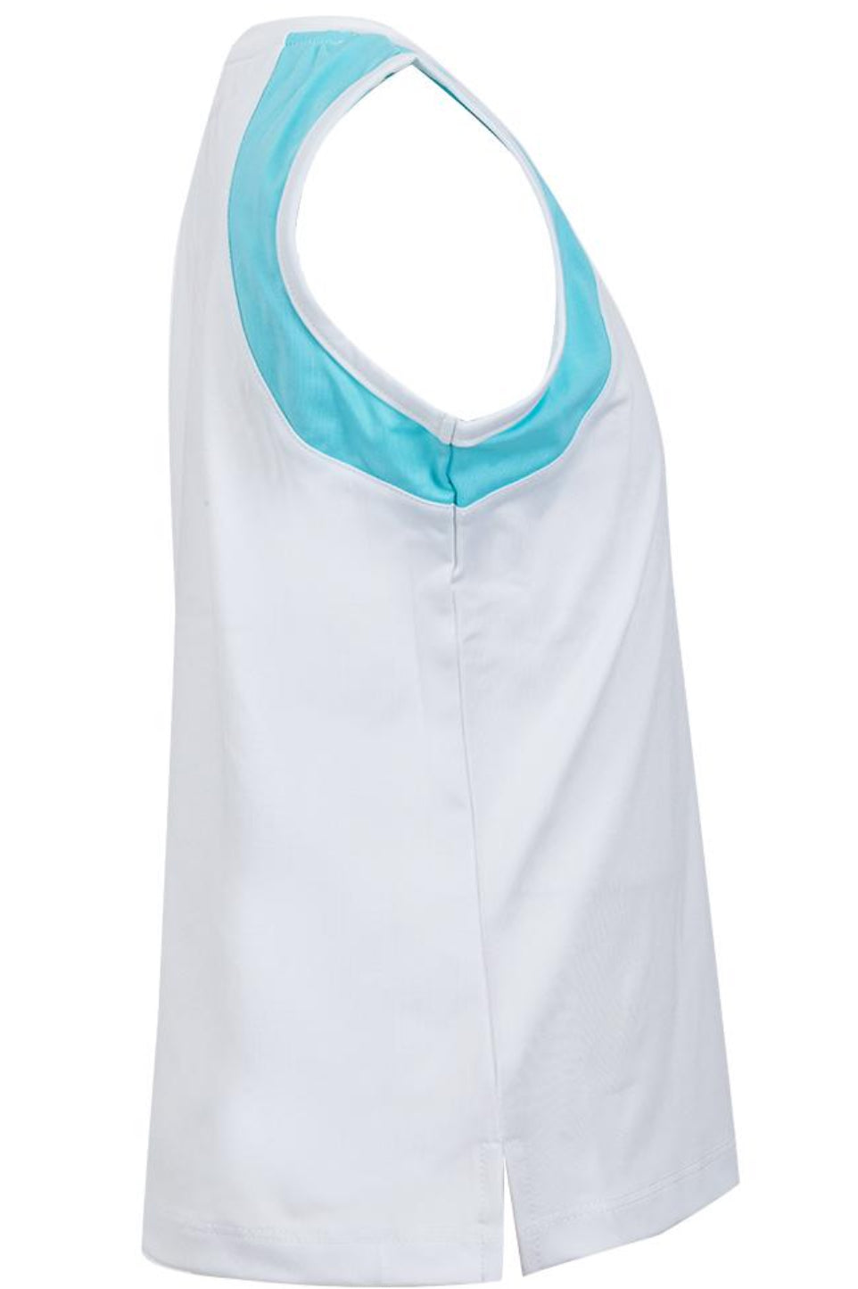 Little Miss Tennis Girls` Tennis Tank White and Aqua Block Trim  Girls ` Tennis Tank White And Aqua Block Trim