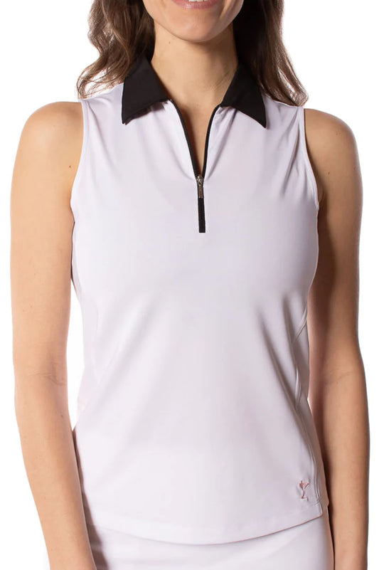 Golftini - Sleeveless Contrast Zip Polo