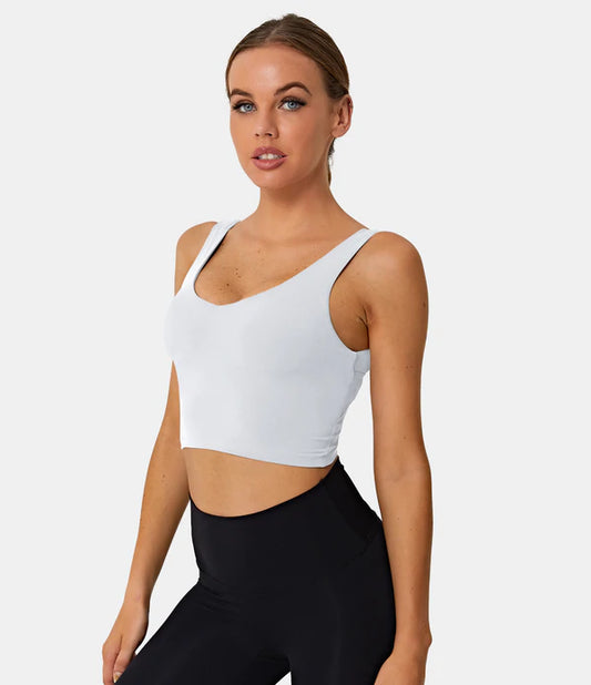 V-Back Crossover Workout Cropped Tank Top